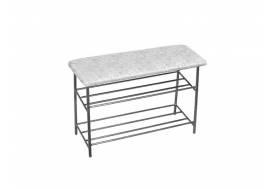 Банкетка большая (обувница) кожзам мрамор, ножки серые