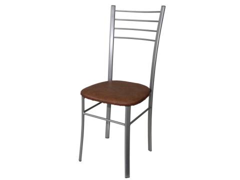 Стул Лайт ДХ-5 на серебряном каркасе обивка коричневый