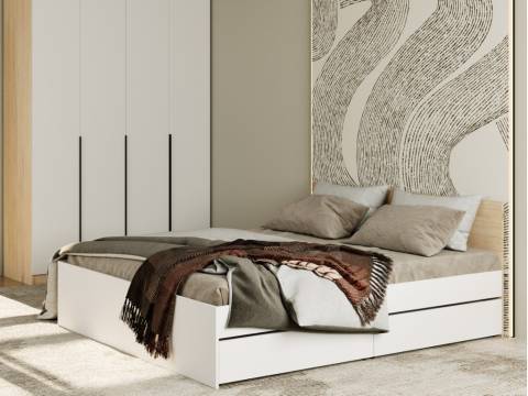 Кровать Монблан с ящиками 160х200 см Белый Шагрень