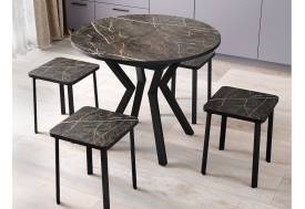 Стол Лофт-круг раздвижной Пластик 0440-черная опора изогнутая ромб