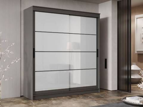 Шкаф-купе Гранд-1 2000 Графит-двери Лакобель белый