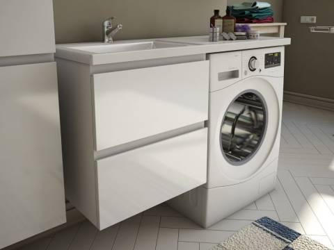 Тумба с раковиной Dallas Luxe 1150 навесная 2 ящика левая