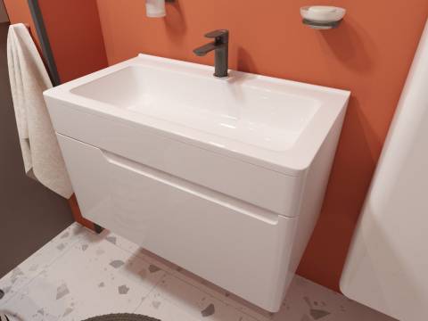 Тумба с раковиной Kare Luxe 800 навесная 1 ящик