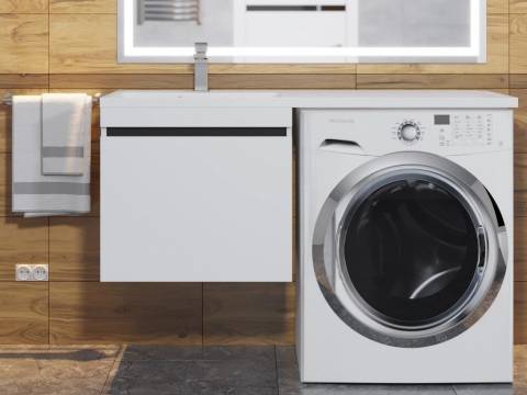 Тумба с раковиной Uperwood Magenta 60-120 см подвесная белая/графит выдвижной ящик левая