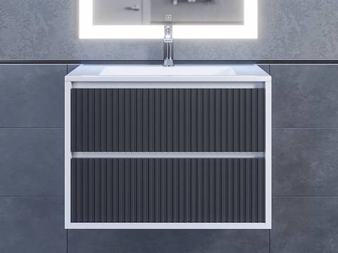 Тумба с раковиной Uperwood Next Premium белая/графит 2 ящика 70 см