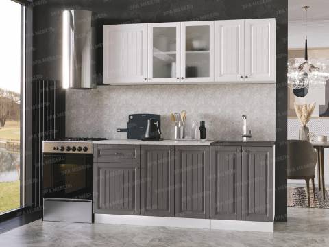 Кухня Хозяюшка 2000 МДФ Акация белая-Трюфель