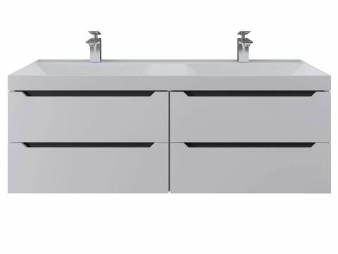 Тумба с раковиной Uperwood Tanos 120 см подвесная двойная белая/графит