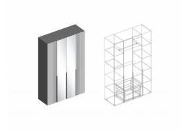 Шкаф Вита 4-створки с зеркалом тёмно серый лофт