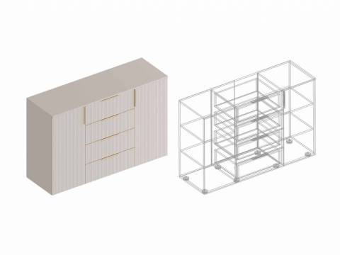 Комод Тефия 2-створки с 4 ящиками