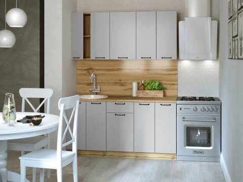 Кухонный гарнитур Валерия 1600 мм МДФ Вотан/Серый