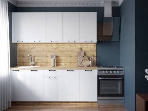 Кухонный гарнитур Валерия 2000 мм МДФ Вотан/Белый