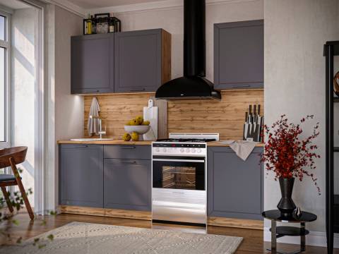 Кухонный гарнитур Глетчер 1800 мм МДФ Вотан/Маренго Силк